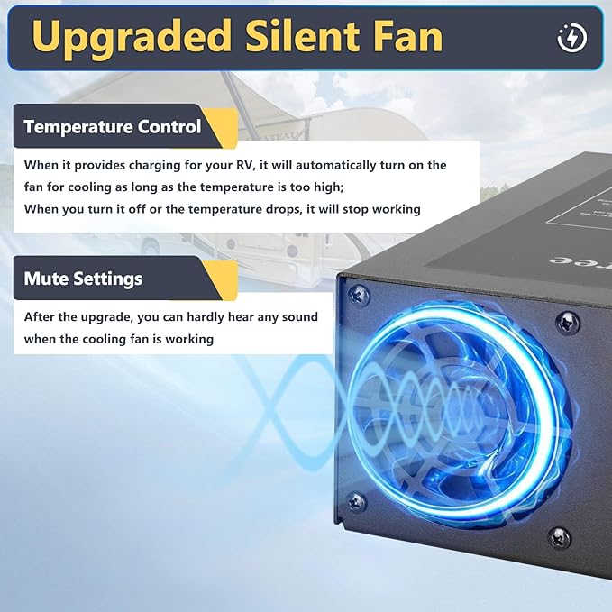 RV Converter 55Amp RV Power Converter Built-in 4 Stage Smart Battery Charger for 110VAC to 12VDC RV Power Converters, Fully Adjustable Output from 13V to 16.5V
