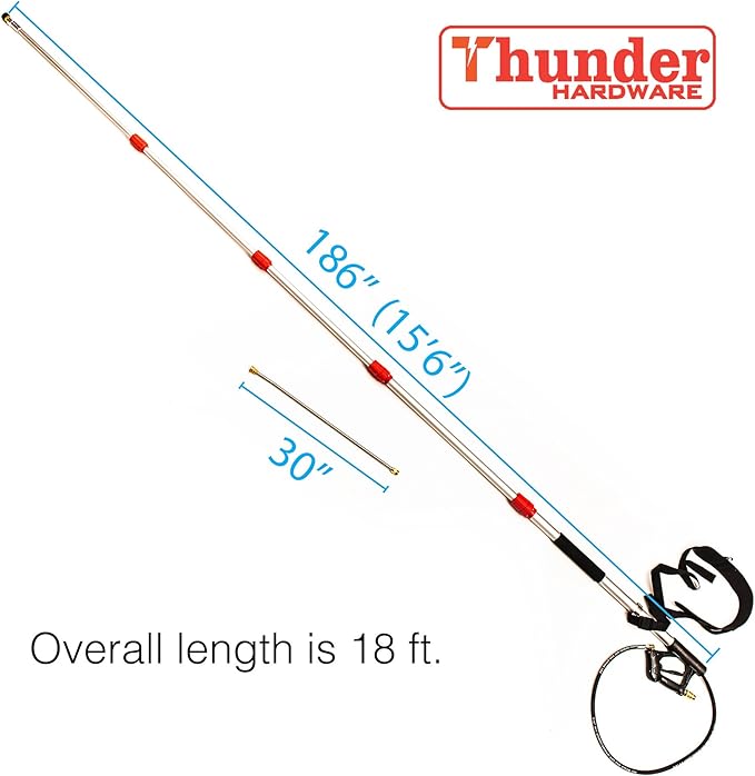 Thunder Hardware 4000 psi Commercial Grade Telescoping Spray Wand for Pressure Washers with Stong Sling Strap Belt