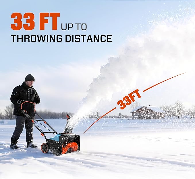 SENIX Corded Snow Blower High-Efficiency 880lbs/min, 15Amp 21 inch Electric Snow Thrower, 33FT Max Distance, 180° Rotating Chute & LED Lights ETL Certified for Driveway Sidewalk Winter Use (STE15-M)