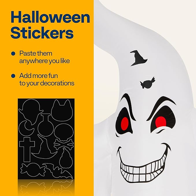 VIVOHOME 9FT Halloween Inflatable Yard Decor, Giant Ghost with 2 Pumpkin, Outdoor Blow Up with Built-in LED Light for Lawn, Garden, Party