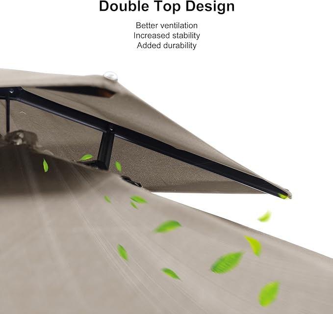 PURPLE LEAF 11 FT Cantilever Patio Umbrella Outdoor Umbrella with 280lbs Base Large Rectangular Windproof Offset Umbrella for Pool Deck Garden, Ash Mocha