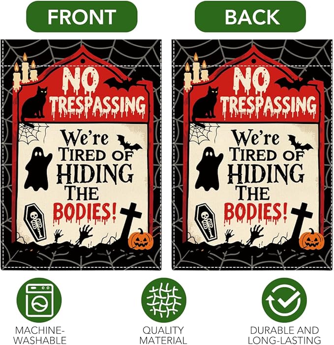 Halloween Garden Flag Scary Spooky Ghost Bat Fall Halloween Themed Holiday Party Outside Outdoor Lawn Decorations Yard Flag Double Sided 12x18 Inch