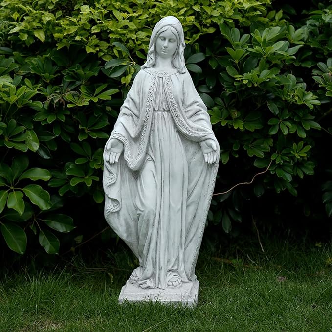 Outdoor Virgin Mary Statues, Garden Religious Sculpture Decorations Home Yard Patio Lawn Hallway (Mary02-Grey)