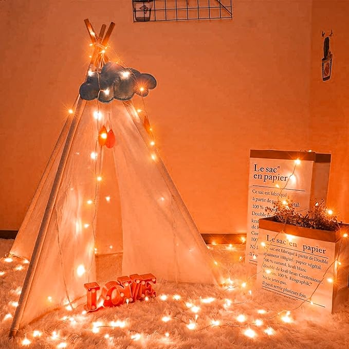 Vivideal 200 LED Orange Halloween Lights Outdoor Waterproof 66ft Halloween String Lights Indoor 8 Modes Clear Wire, Plug in Orange String Light for Xmars Tree Bedroom Thanksgiving Decorations