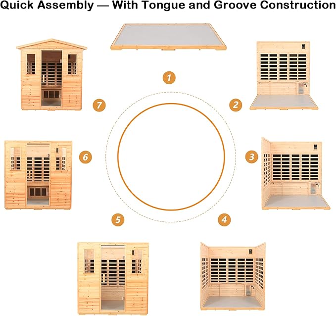 Fir Wood 5-6 Person Low emf Far Infrared Outdoor Sauna, Indoor/Outdoor Wooden Sauna, Withstand Temp -5℉-104℉ with 18 Low EMF Heating Panels & Reading Lights & Chromotherapy Lights & Bluetooth Speaker