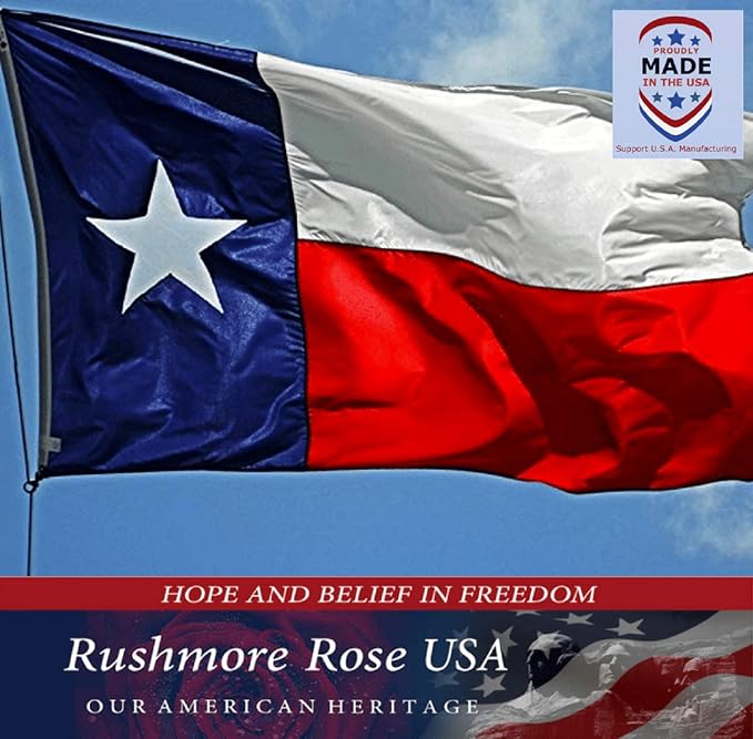 Texas Flag 5x8 – 100% Made in USA Heavy Duty Outdoor Embroidered Nylon, Large Weatherproof Texas State Flag with Brass Grommets, American Patriotic Banner for House, Ranch, School or Ceremony