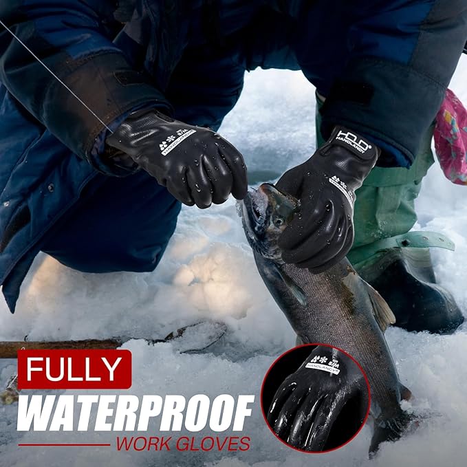 HANDLANDY Waterproof Work Gloves for Cold Weather, Insulated Winter Freezer Work Gloves with Grip for Men & Women