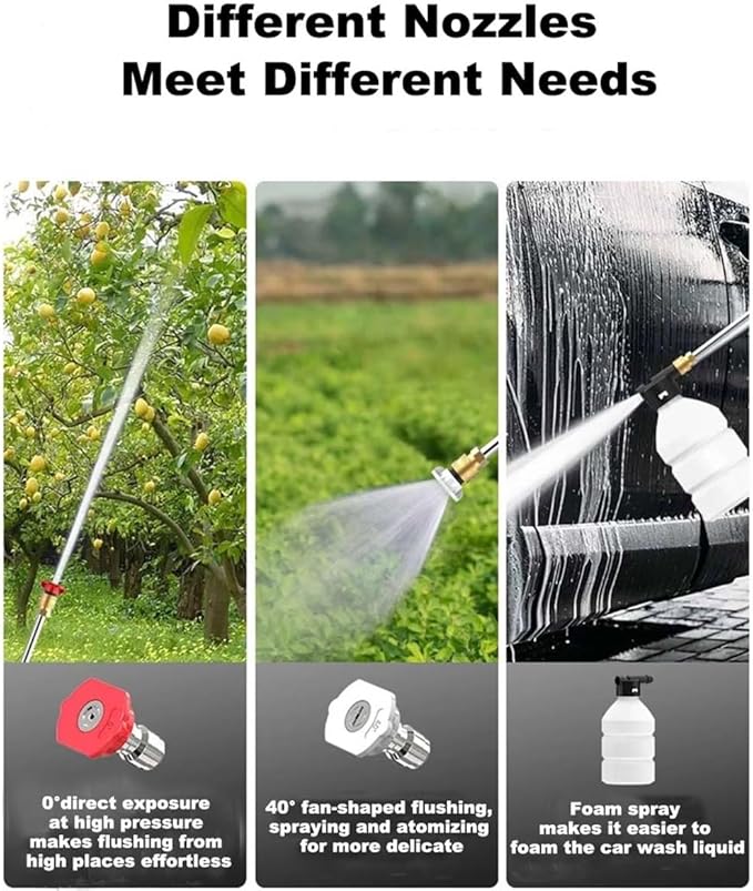 Cordless Pressure Washer, 30Bar 48V 2400mAH Rechargeable Battery Powered Pressure Washer with 2 Adjustable Nozzle Suitable for Washing Cars/Fences/Siding