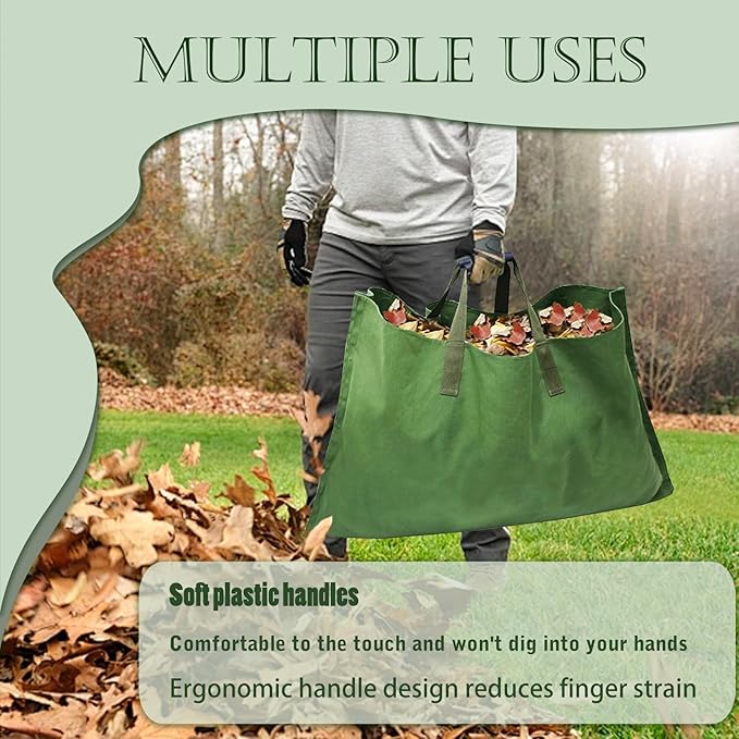 Reusable Yard Waste Bags, Leaf Bags with Handles 600D Oxford Cloth Leaf Collector Foldable Waste Container Lawn Leaf Pick Up Tools Portable, 45.27x22.75 (inch)