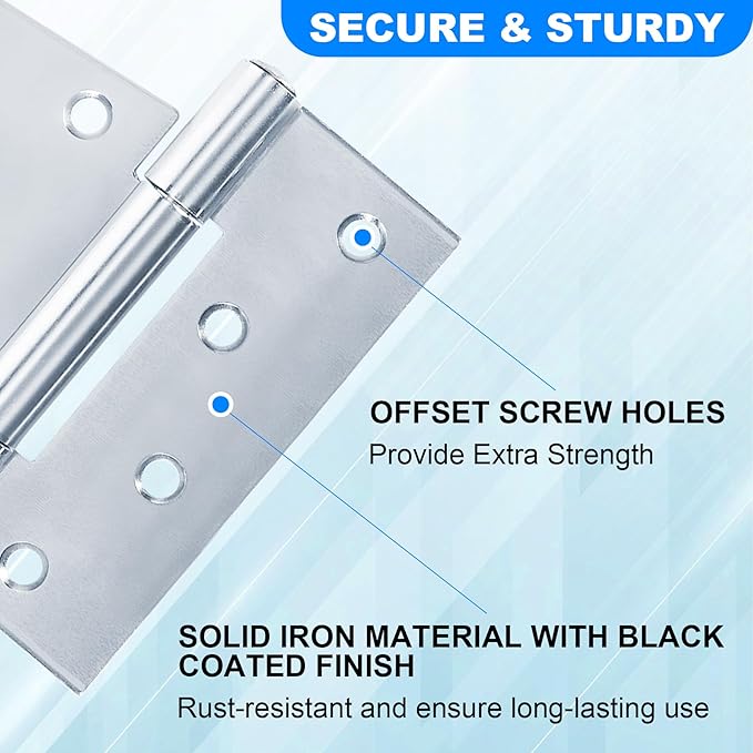 Heavy Duty Gate Hinges 3.5 inch 6 Pack Extra Thick Industrial T Hinges Barn Door Shed Door Hinges for Large Wooden Gates Wood Fence Outdoor - Zinc Iron Finish (Screws Included)