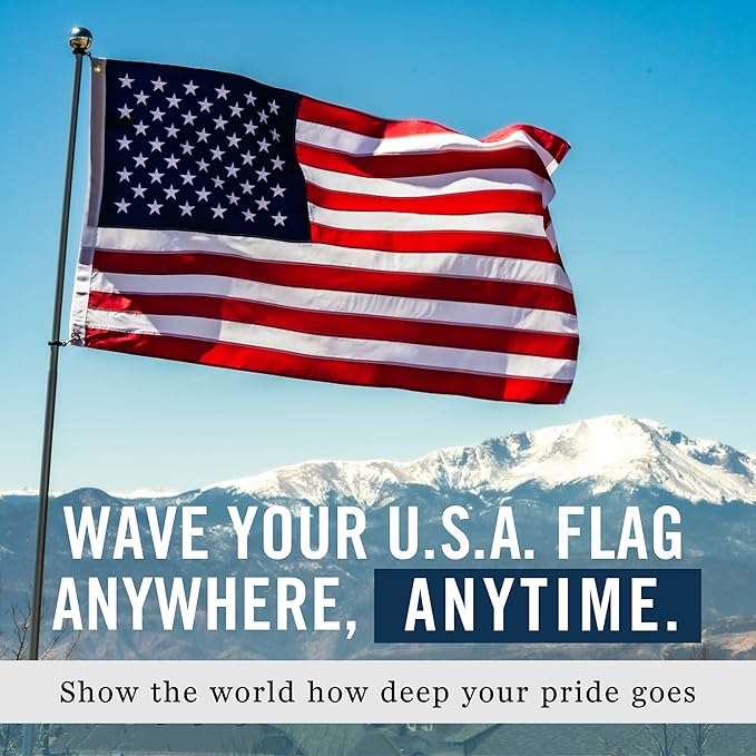American Flag 3x5 Made in USA | Heavy Duty 400D Oxford Nylon for High Winds | Quadruple Stitched Fly End | Embroidered Stars & Sewn Stripes | Brass Grommets | U.S. Flag