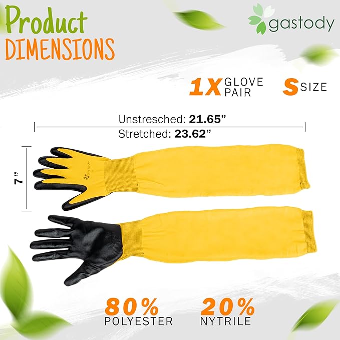 Gastody™ Long Sleeve Gardening Gloves Women and Men - Long Cuff Garden Gloves, Multipurpose Heavy Duty Outdoor and Indoor