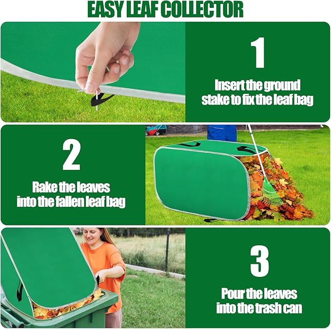 Hysagtek Upgraded Leaf Collector - 80 Gallon Portable Pop Up Leaf Bags, Foldable Reusable Yard Garden Leaf Bag with Handles, Self-Standing Leaf Collector Bag for Leaves Lawn Trash, Comes with Gloves