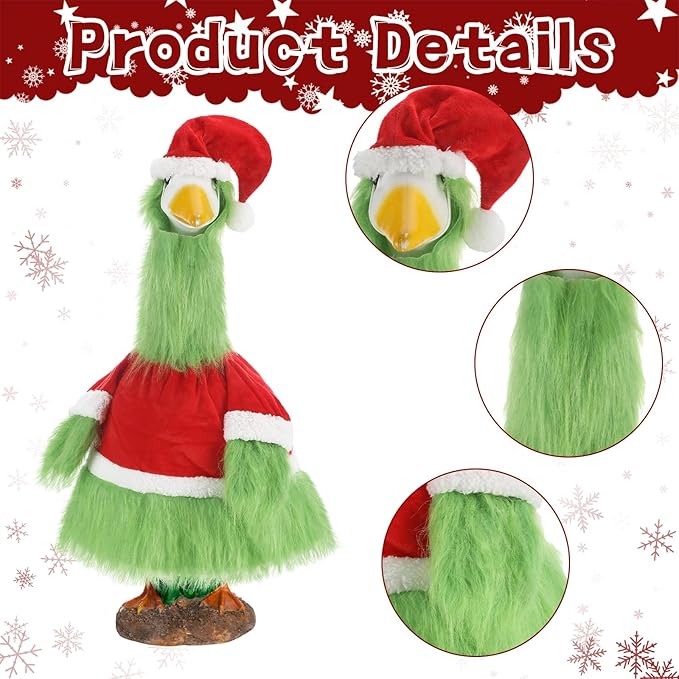 Cozypower Christmas Porch Goose Outfits Clothes for Plastic 23'' Cement Goose Duck Lawn Yard Decorations(Novelty Style)