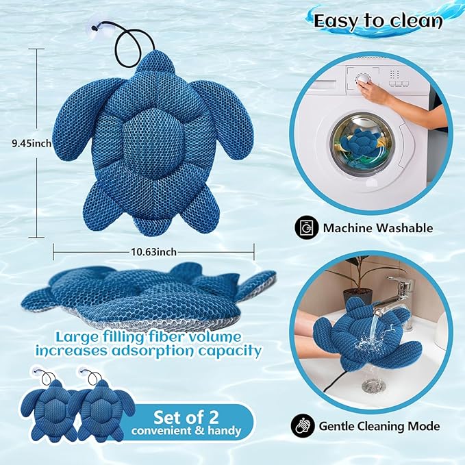 Hot Tub Scum Absorber, Scum Turtle Hot Tub Cleaner Hot Tub Accessories 2 Pack Hot Tub Sponge for Scum Reusable Spa & Pool Cleaner Hot Tub Oil Absorbing Scum Absorber Keeps Water Clean