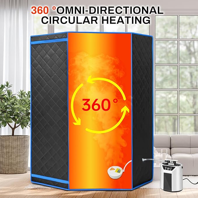 SaunaResearcher 3L Large Capacity Home Sauna Steamer, Portable Sauna Steamer, Sauna Steamer Machine, Lightweight Stainless Steel Pot with Timer & Gear Display for Relaxation, with Remote Control