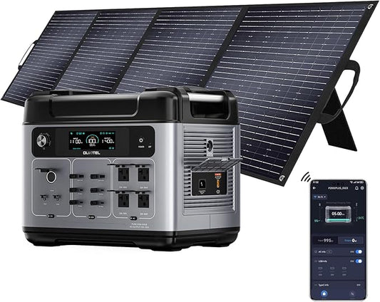 OUKITEL P2001 Plus 2400W Power Station with 200W Solar Panel, 2048Wh Solar Generator with 4 AC Outlets (5000W Peak), 1.5H Full Charging, APP Control Battery Backup for Home, Camping & RVs