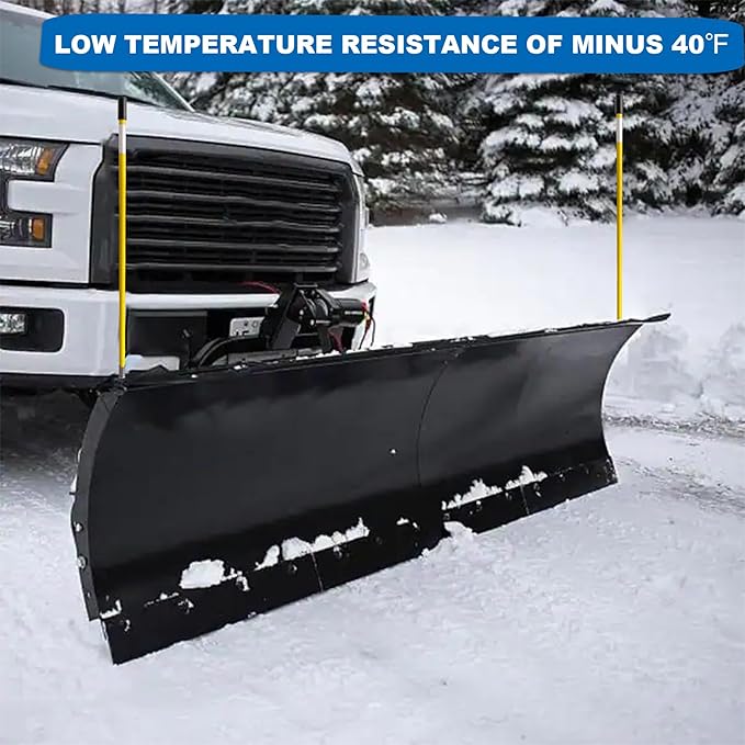 Snow Plow Blade Markers Guides Kit 24''304 Stainless Steel Vertical Stud Mount Joint Never Break Never Rust High Visibility Fit for Boss Western plows and More (Yellow)