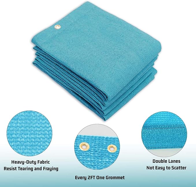 SUNNY GUARD Shade Cloth Custom Size 6x22 FT Sun Shade Screen Fabric Shade Cover Tarp with Grommets for Pergola Backyard Garden, Turquoise(We Customized)