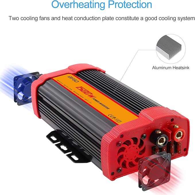 BYGD 1500W Power Inverter DC 12V to 110V AC Converter and Peak Power 3000W Car Inverter with 4.2A Dual USB Ports Quick Charging Car Charger, Solar Inverter ETL Listed