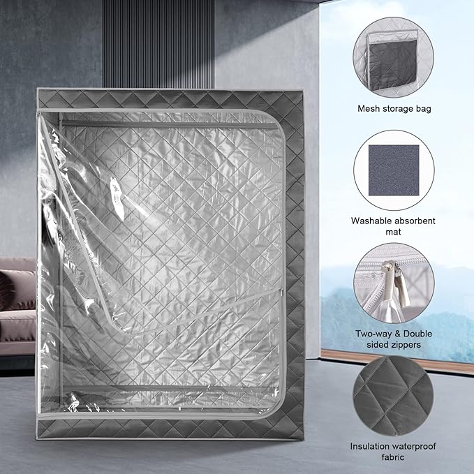 ZONEMEL Full Size Sauna Tent, Portable 1 or 2 Person Full Body Home Spa for Relaxation, Detox, Steamer not Included (L47.24 x W31.5 x H63,Clear Door)