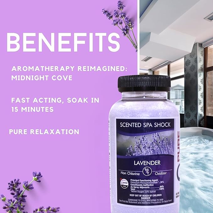Lavender Aromatherapy Spa Shock for Hot Tubs & Spas | Non-Chlorine Oxidizing Hot Tub Shock Treatment | Compatible with Bromine Tablets & Chlorine | Neutralizes Odors & Clarifies Water (2 lbs)