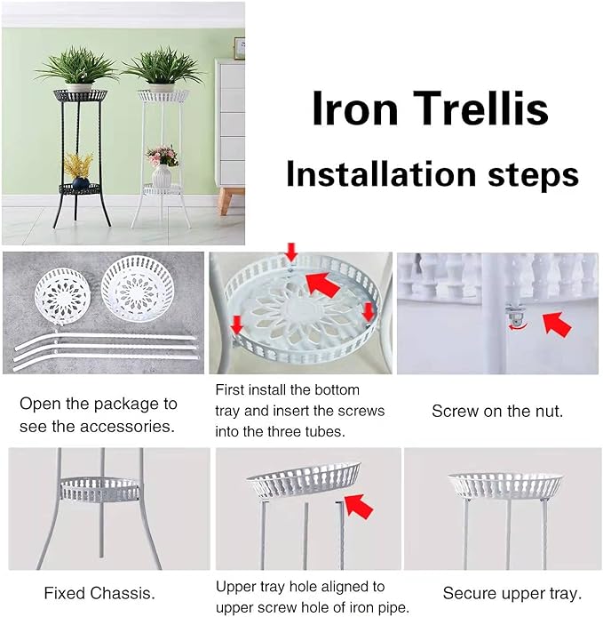 YANMENG Metal Iron Tall Plant Stand Indoor Outdoor, Sturdy Planter Stand, Corner Display Shelf, Weight Capacity 50 lbs(32in, White)