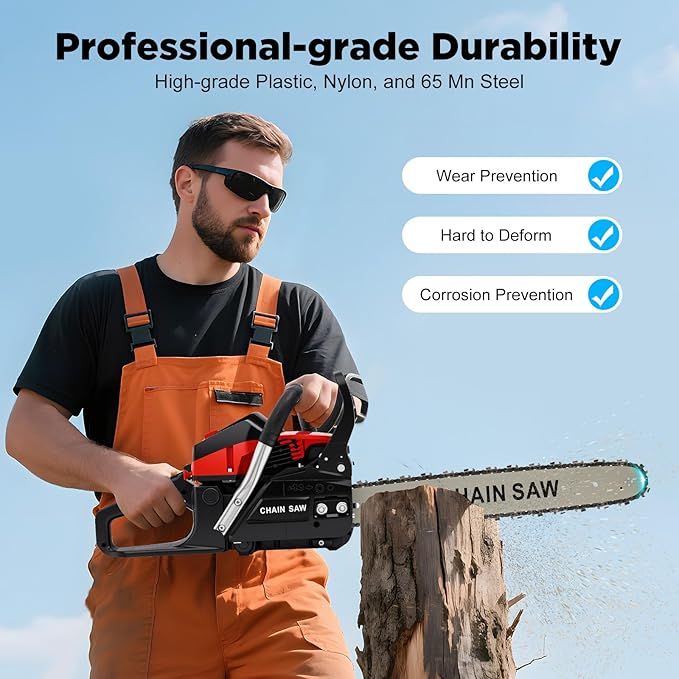 Gas Chainsaw, 2Stroke/4Stroke Gasoline Chainsaw Power Chain Saws Handheld Cordless Petrol Chainsaws For Wood Cutting Forest Felling Tree Pruning Shrub Pruning (2Stroke 18In 2200W 58CC)