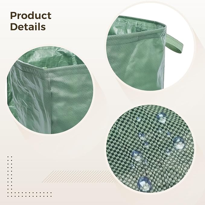 2 Pcs 53 Gallon Reusable Lawn Bags, Yard Waste Container with Easy Sweep Leaf Collector PP Material, Large Capacity, Foldable, Ideal for Leaves, Branches, and Grass Clippings