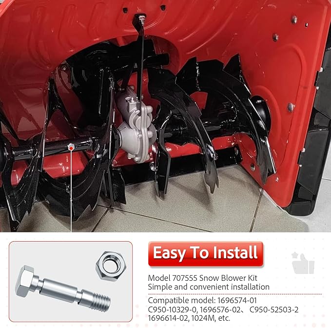 6 Pack 707555 Snow Blower Kit Shear Pin Compatible with Craftsman 9.5 TP 24" Dual Stage Snowthrower 96576-00 - C950-52503-0