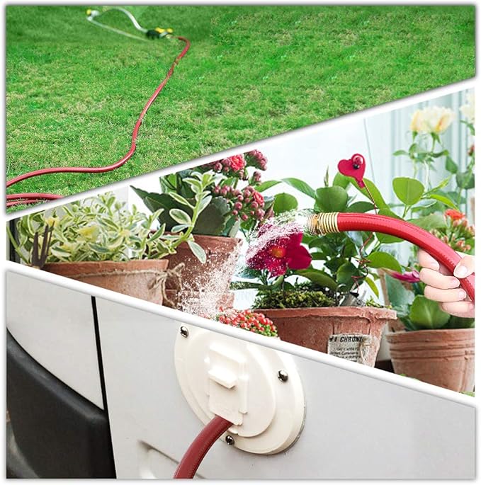 Solution4Patio Long Lead-in Red Garden Hose 5/8 in. x 50 ft. -Kink Free, No Leaking, Male/Female Fittings -Heavy Duty Durable Flexible Lightweight Water Pipe -Brass Aluminum Ends for Household & Yard