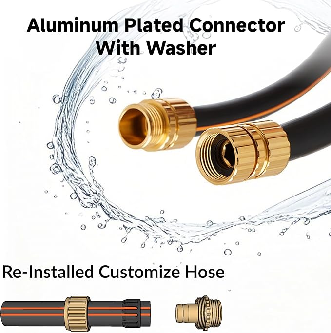Giraffe Hybrid Leader Hose 5/8" x 15ft, Custom Length, NO Kink, Flexible, Leakproof Water Hose with Male to Female Fittings, 600 Burst PSI