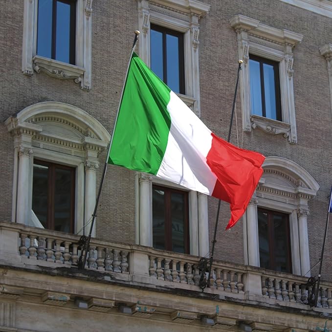 Italy Italian Flag 3x5 ft Outdoor, Double Sided 3 Ply Heavy Duty Italy National Country Flag, 100% Quality Polyester Italian Banner with Brass Grommets 4 Rows Stitches