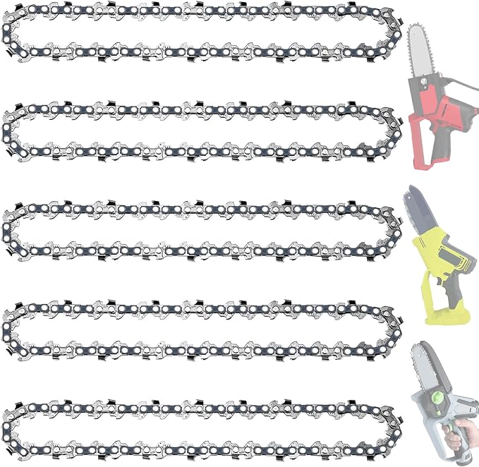 5 Pack 6 Inch Chainsaw Chain 3/8" LP Pitch .043" Gauge 28 Drive Links Fits Milwaukee M12 FUEL, 2527-20, 2527-21, M12, Kobalt KPS1024A-03, Craftsman CMCCSL621D1, Remington RM0612P, WORX, Oregon R28