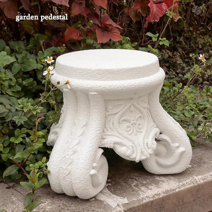 Outdoor Pedestal Stand for Garden Decor - ClassicalL Plinth Pedestal Stand for Statues, Decorative Garden Pedestals and Statue Stand,12" Tall