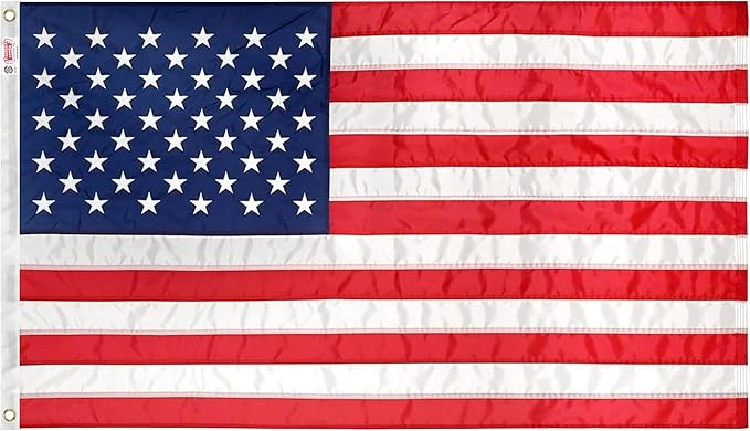 Super Tough 4Ft x 6Ft American Flag - Heavy Duty Nylon USA Flag with Embroidered Stars and Sewn Stripes Suitable for Outdoors - Red/White/Blue