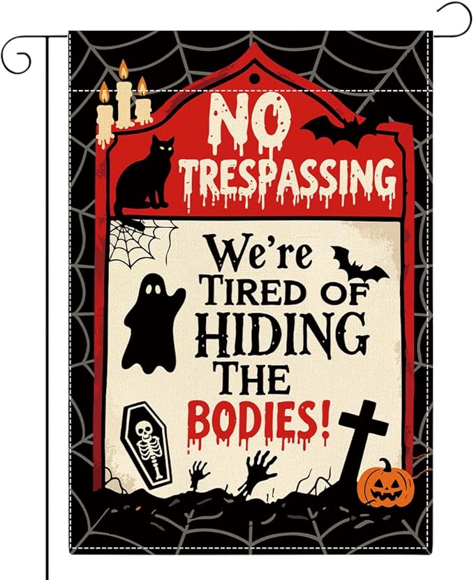 Halloween Garden Flag Scary Spooky Ghost Bat Fall Halloween Themed Holiday Party Outside Outdoor Lawn Decorations Yard Flag Double Sided 12x18 Inch