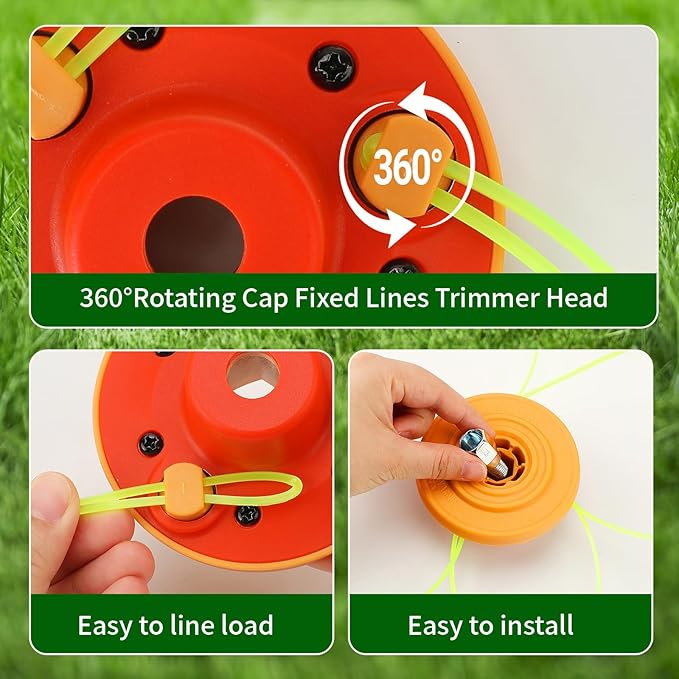 Quintillus Universal Weed Eater Head,H09 Weed Wacker Head Grass Trimmer Head Compatible with Ego, Ryobi,Echo,Weed Warrior with 12pc 11in / .095" Triangle Trimmer Line （Not for Kobalt）