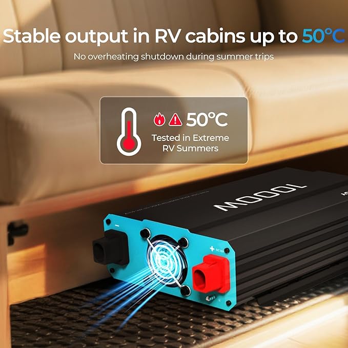 1000W Pure Sine Wave Power Inverter, 12V DC to 120V AC, 2000W Peak Power, 16.4FT Remote Controller, Solar/Car/RV Inverter for Emergency Backup, Off-Grid Living, Camping, Truck, Outdoor