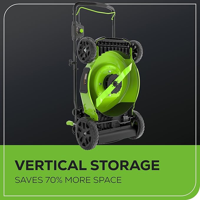 Greenworks 80V 21” Brushless (Push) Cordless Electric Lawn Mower + (500 CFM) Axial Leaf Blower (75+ Compatible Tools), (2) 2.0Ah Batteries and 30 Minute Rapid Charger
