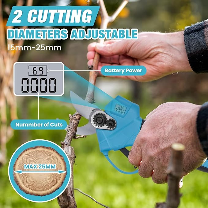 4-in-1 Electric Pole Saw & Pruning Shears Combo Kit, 6″& 8″Pole Saws for Tree Trimming, Cordless Shears and Battery Saw with Extension Pole & 2 x 21V Batteries for Garden Trimming