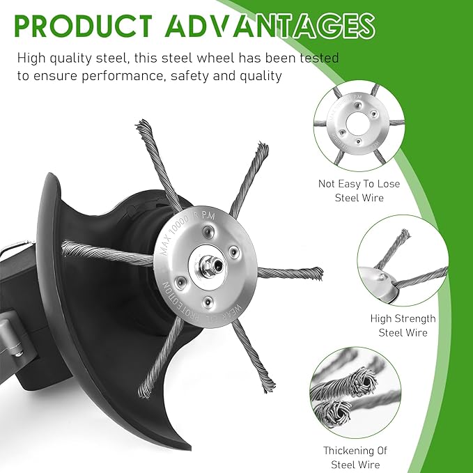 Universal Steel Wire Trimmer Head for Gas Weed Eater,7 Inch Heavy-Duty Brush Cutter Replacement Compatible with Stihl FS55, Husqvarna 128LD, Echo SRM225, and Other Models(7"+6 Blades) (2)