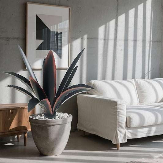 DIY Metal Agave Plant Art Yard Tequila Art Sculpture, Tequila Rustic Garden Sculpture Statue Outdoor Decor,Agave Metal Plants for Yard, Garden Lawn Ornaments (12 Leaves -Black)