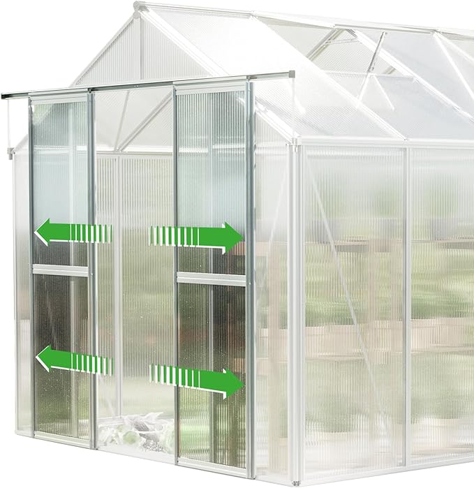 Greenhouse Saphir 4 Aluminum Frame 8.5 x 8.5 ft with Approx. 8 mm Polycarbonate Panels