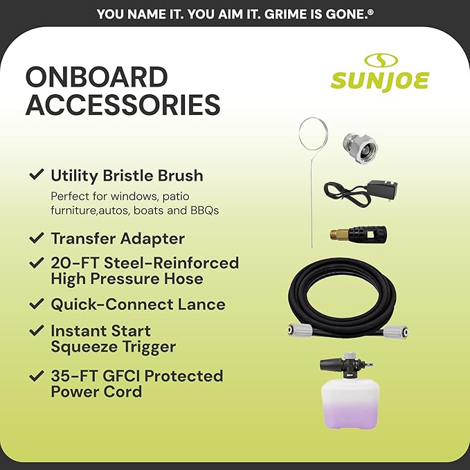 Sun Joe Electric Pressure Power Washer w/ 4 Nozzles & Foam Cannon, 2200 PSI (PWMA Certified), 1.1 GPM, 14.9-Amp Motor - Heavy-Duty Cleaning Machine for Patios, Decks, & Sidewalks, SPX3000-XT XTREAM