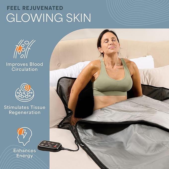 LifePro RejuvaWrap Far Infrared Sauna Blanket for Detox & Relaxation – Available in 5 Colors & 3 Models – Portable Sauna Blanket Infrared for Muscle Relief, Circulation & Recovery – 9 Heat Levels