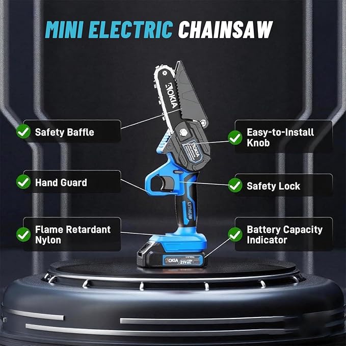 Mini Chainsaw, 4 inch Mini Chainsaw Cordless, Small Hand held Electric Power Chain Saw 1 Battery Powered Operated, Household and Garden for Tree Trimming Wood Cutting, Gifts for Father Husband Men