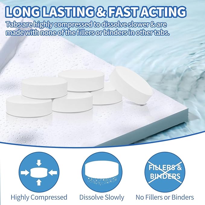 Chlorine Tablets 3 inch 40 Pounds, TABIT Swimming Pool Long Lasting Chlorinating Tablets, Slow Dissolving, Tri-Chlor for Swim Pool, Hot Tubs, Spa