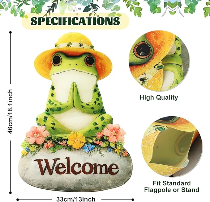 Frog Yoga Garden Flags 12x18 Inch Double Sided, Spring Summer Welcome Banner Small Yard Flags for Outside, Farmhouse Front Porch Home Outdoor Seasonal Decor Holiday All Seasons Decoration