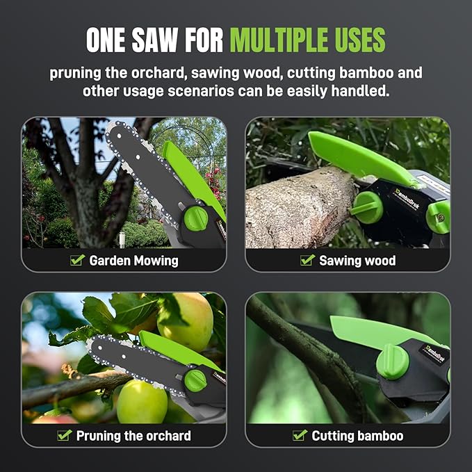 6-Inch Electric Chainsaw Cordless, Lightweight & Portable Chainsaw for Tree Trimming, Pruning, and Small Wood Cutting | 20V Lithium-Ion Battery | Ideal for Home Garden, DIY Projects